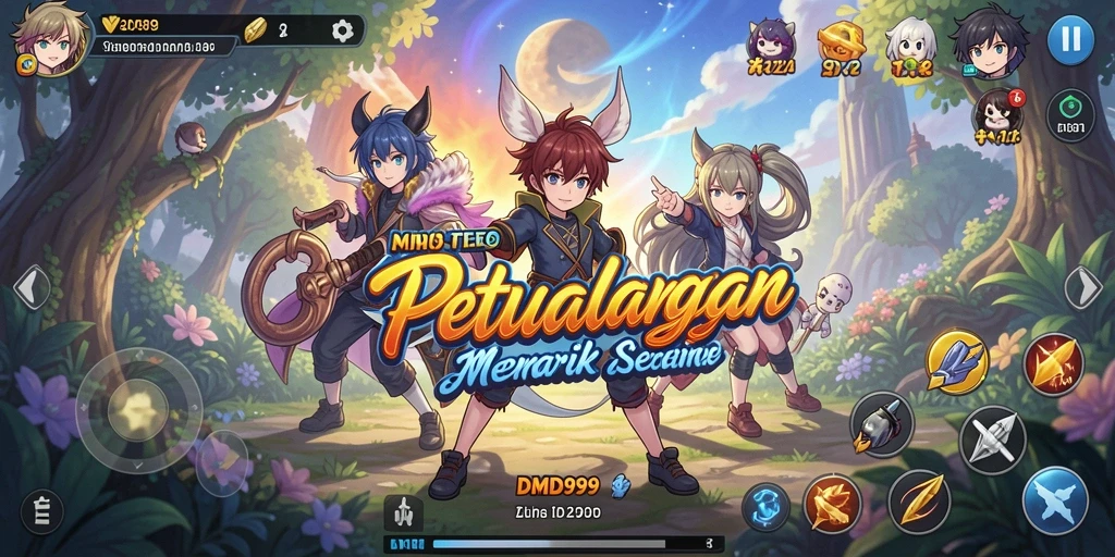 Tampilan gameplay DMD999 yang penuh warna dan karakter anime yang menawan.