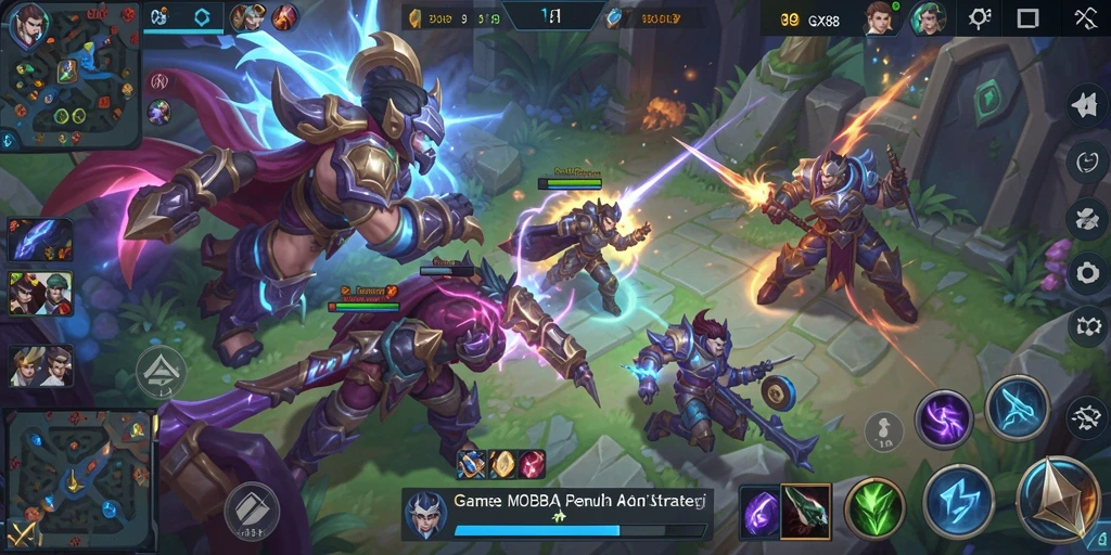 Gameplay seru GX88 dengan aksi MOBA yang mendebarkan.