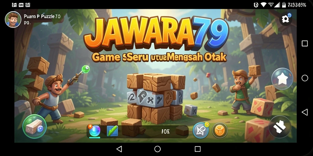 Screenshot gameplay menunjukkan tantangan puzzle yang menyenangkan di JAWARA79.