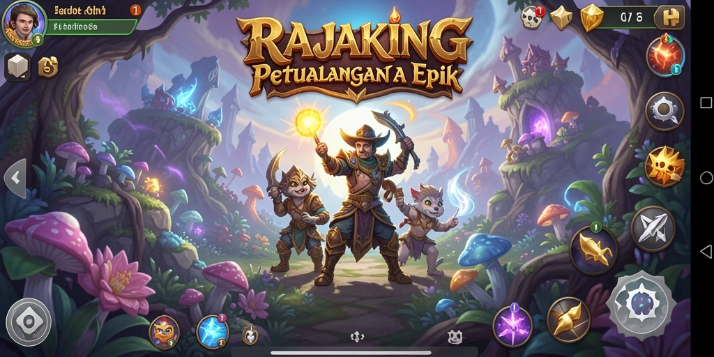 Screenshot RAJAKING menampilkan aksi pertarungan seru di dunia fantasi.