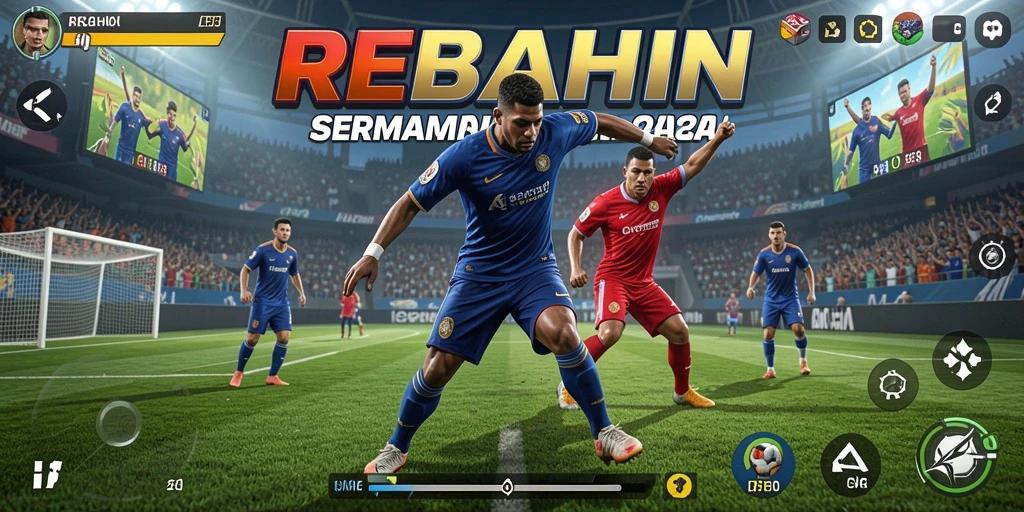 Tangkapan layar menunjukkan aksi seru dalam permainan olahraga REBAHIN.