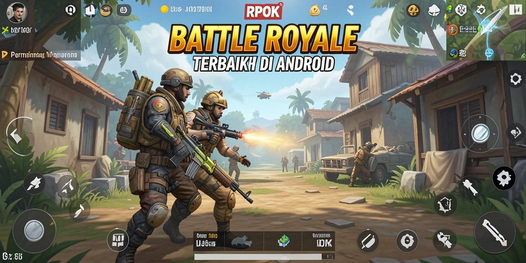 Screenshot gameplay RPOK menampilkan pertempuran intens di arena Battle Royale.