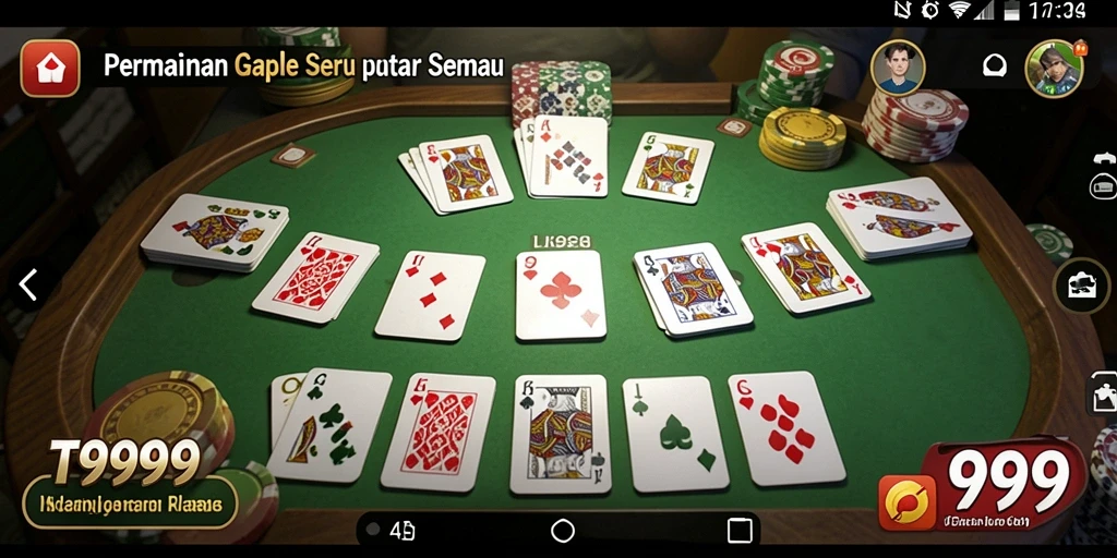 Gambaran gameplay seru di T9999 untuk bermain Gaple.