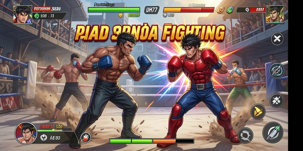 Screenshot UH77 menampilkan aksi pertarungan epik antara karakter yang berbeda.