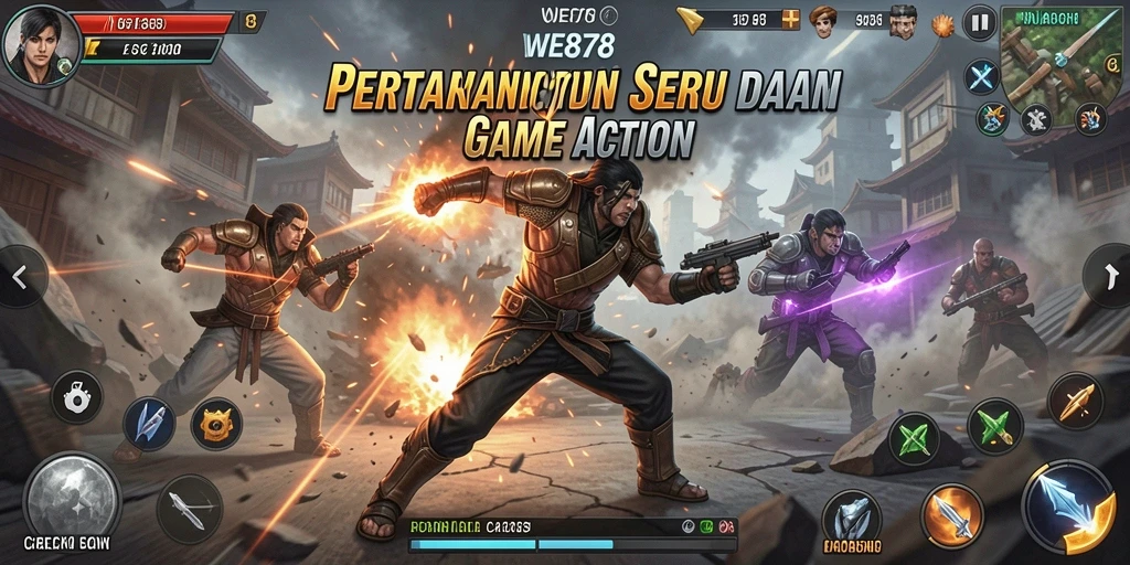 Tampilan gameplay WE878 saat pertarungan intens dan seru.